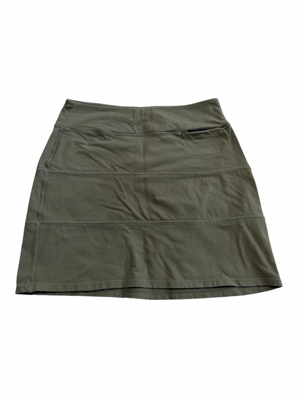Athleta Women's Olive Green A-Line Skirt with Zip Pocket Size Medium Workout Gym